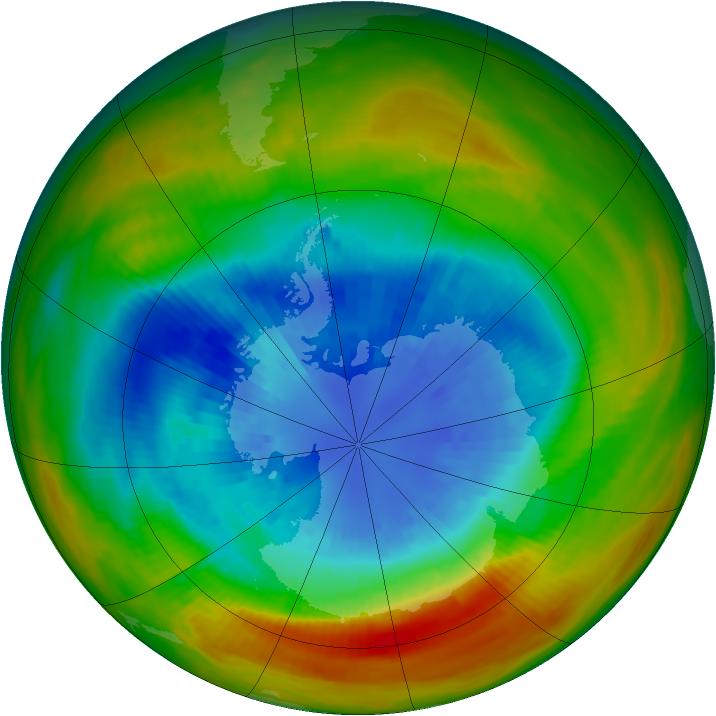 Antarctic ozone map for 12 September 1984